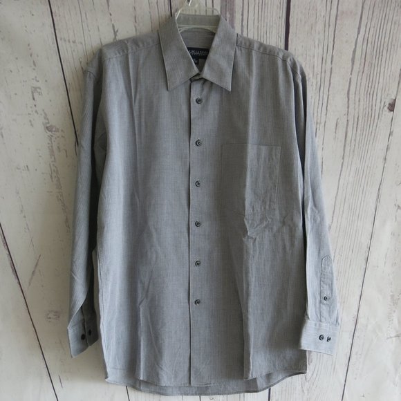 Oscar De La Renta Menswear Gray Button Down Long Sleeve Shirt - Size 15 - 32/33 - Picture 1 of 7